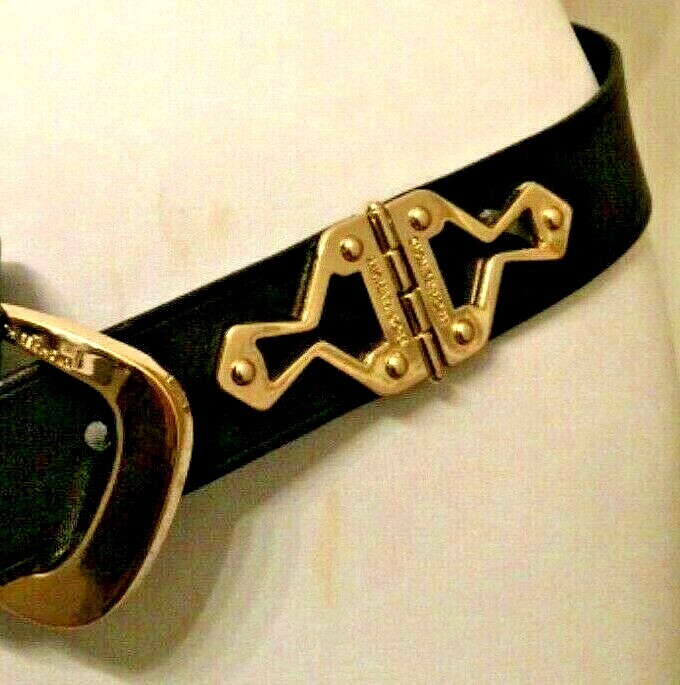 MICHAEL KORS BlacK Leather Gold Hinge Hardware Belt M/L | eBay display picture 2