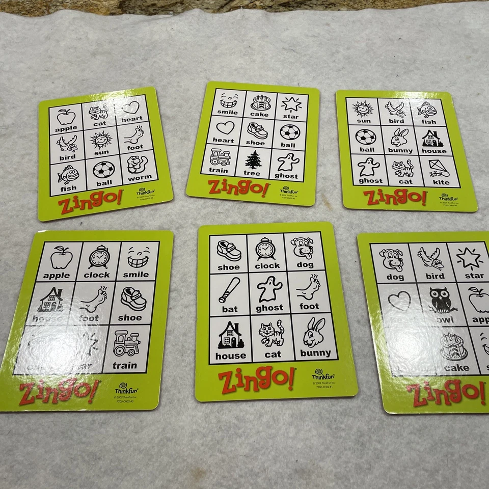 Zingo! Bingo Game Thinkfun Replacement Pieces 6 CARDS Instructions 2009 Only B5 - Image 2 of 4