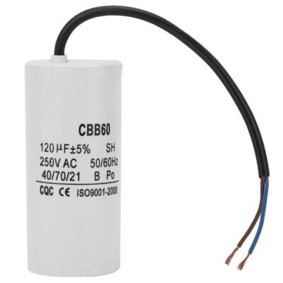 CBB60 Run Capacitor Wire 250VAC 120uF 50/60Hz Capacitor for Motor Air Compressor