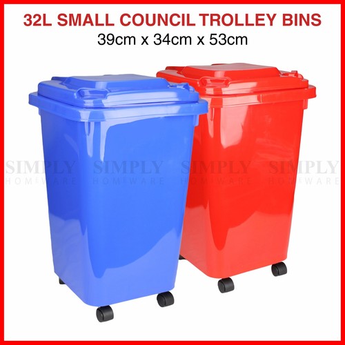 32L Mini Wheelie Bins Storage Bin Rubbish Trash Trolley Lid Wheels