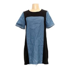Millibon Shift Dress Womens Small Denim Blue Colorblock Slip On Lightweight