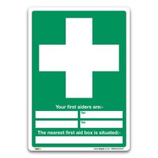 Your First Aiders Are, First Aid Box Is Situated Vinyl Sign - Emergency Safety