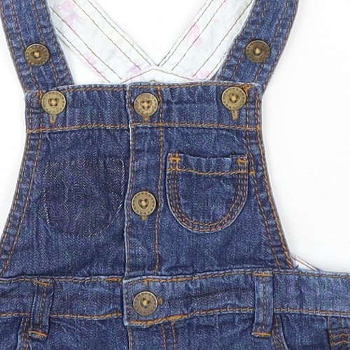 F&F Girls Blue Cotton Blend Dungaree One-Piece Size 0-3M - 第 8/12 張圖片
