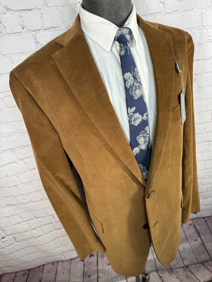 Jaqueta Blazer Masculina Michael Kors Marrom ALGODÃO VELUDO AJUSTE CLÁSSICO Casaco Esportivo 46L - Imagem 3 de 4