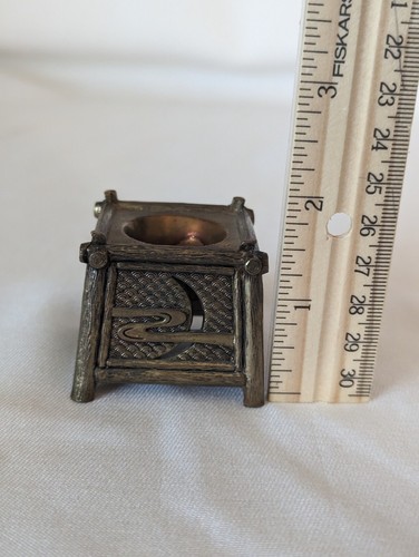 Vintage Messing Räuchergefäß Hütte markiert Symbol Japan Pagode Kirschblüten 2,5" - Bild 7 von 11