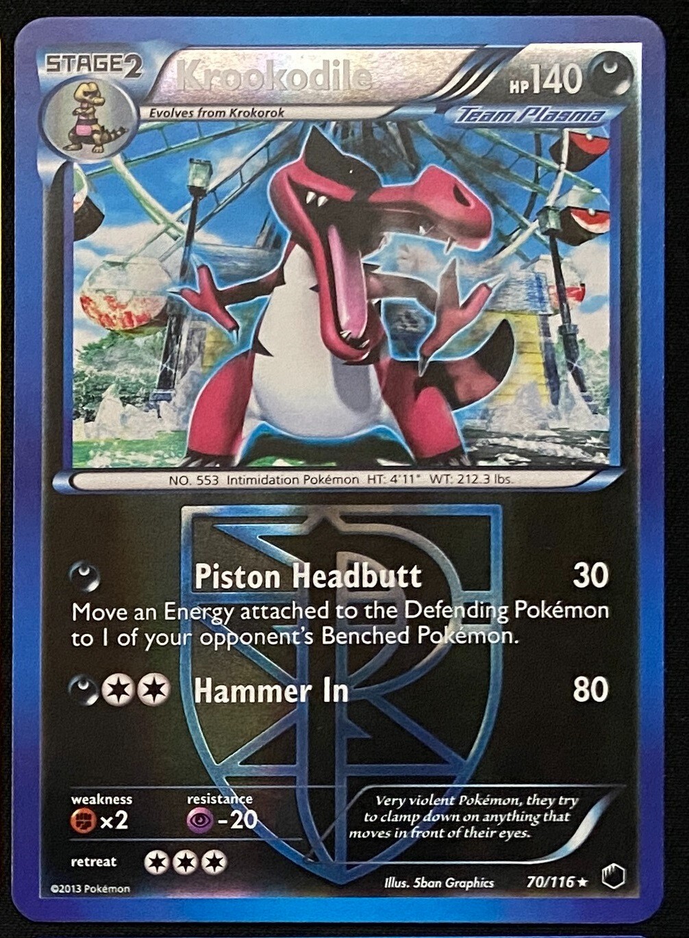 Krookodile 70/116 Plasma Freeze | Reverse Holo | LP | Pokemon Trading Card TCG