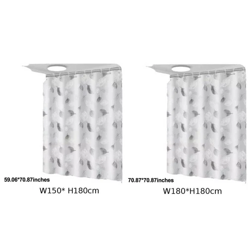 Sophisticated Opaque LEAF PRINTED shower curtain made of peva material - Picture 9 of 14