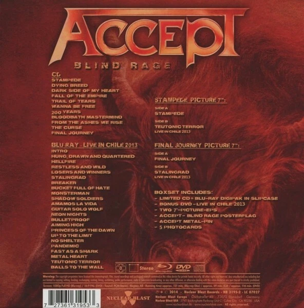 ACCEPT - BLIND RAGE 4 CD + DVD BOX-SET  NEU - Bild 2 von 2