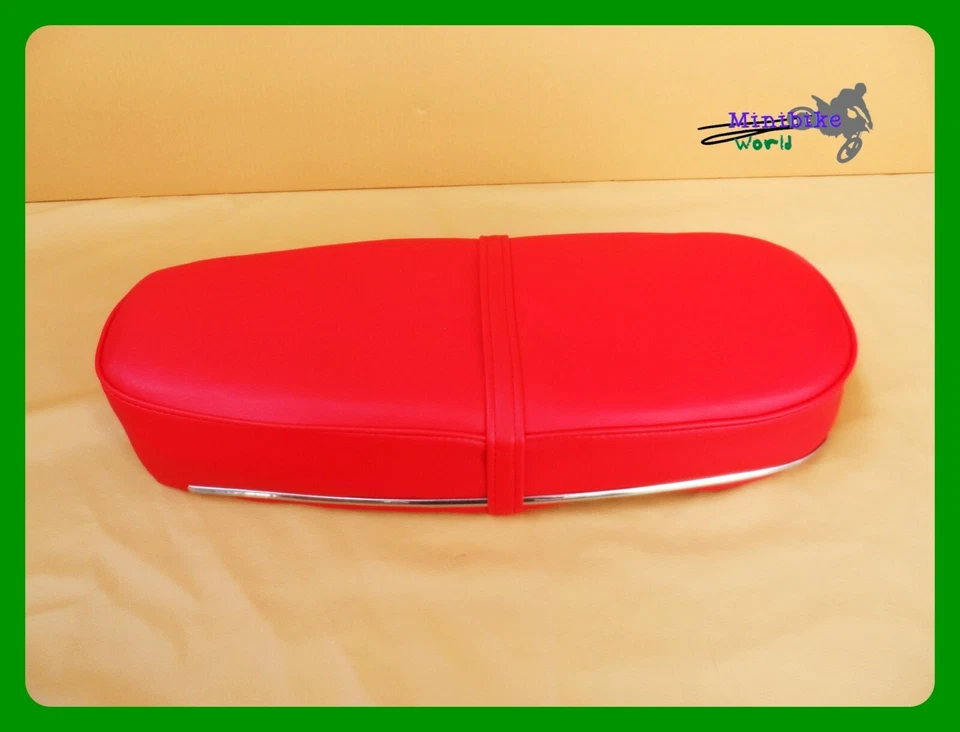 Fit For HONDA CB72 CB77 Plain Red SEAT COMPLETE Chrome Trim **mi** - Image 2 of 4