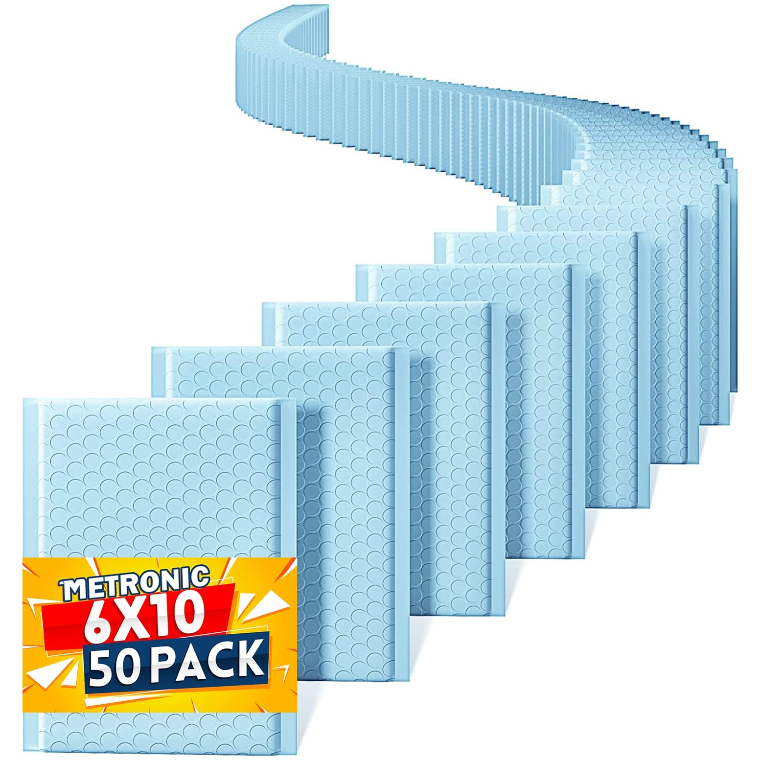 6x10 Inch Bubble Mailers 50 Pack - Self-Seal Waterproof Padded Envelopes for Shipping