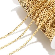 2meters 18k Gold Plated Stainless Steel 3mm Hollow Chain Findings