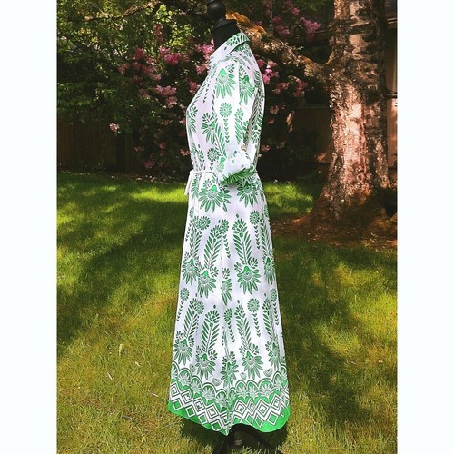 100% Cotton Maxi Shirt Dress Boho Button Down Floral Print Lightweight - S - Picture 4 of 10