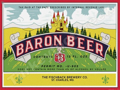 Baron Beer Label 9'' x 12'' Metal Sign