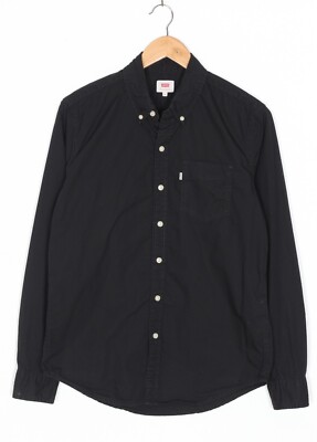 LEVI S Classic Button Up Hemd Herren Größe M Langarm Schwarz VR2959
