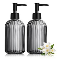 KüChe Seifenspender Glas Schwarz Badezimmer SpüLmittelspender 2 StüCk 425Ml