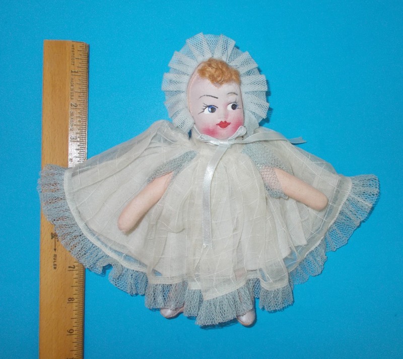 Antique Old 8" Molly'es Original Cloth Doll  From around 1945