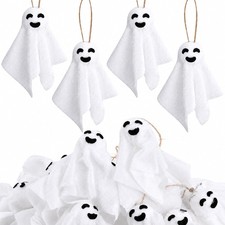 24 Pcs Halloween Hanging Ghost Cloth Decoration Small White Ghost Ornaments