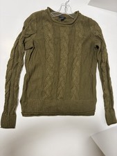 Ann Taylor Factory Cable-Knit Pullover Sweater Olive Green XS