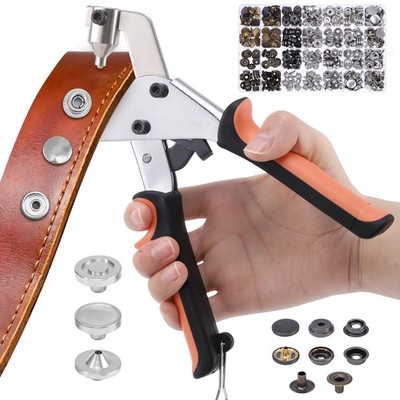 Heavy Duty Snap Fastener Tool with 100 Sets, 15mm Snap Button Kit Stainless S...