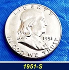 1951-S ***  "90% Silver" B. Franklin  (AU) Beautiful Details!