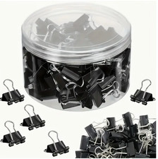 100 pc Medium Bulldog Foldback Clips Metal Binder Grips Office Paper Clips UK