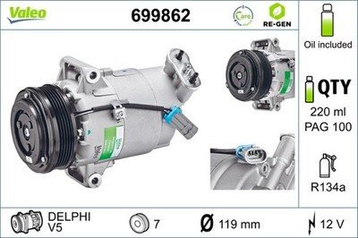 Kompressor Klimaanlage VALEO RE-GEN - AT 699862 +102.34  Pfand für OPEL ZAFIRA
