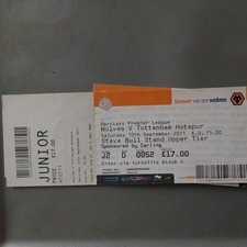 WOLVERHAMPTON v TOTTENHAM HOTSPUR MATCH TICKET 2011/12