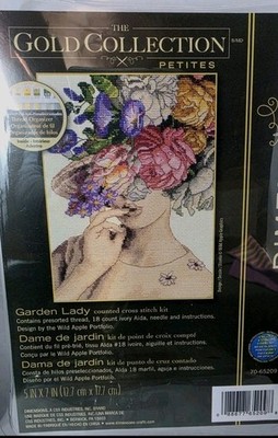 The Garden Lady Cross Stitch Complete Kit Gold Collection New 