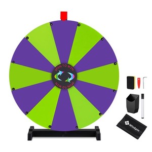 WinSpin 24" Tabletop Modular Prize Wheel w/ 12 PCS Backup Panels Purple Green