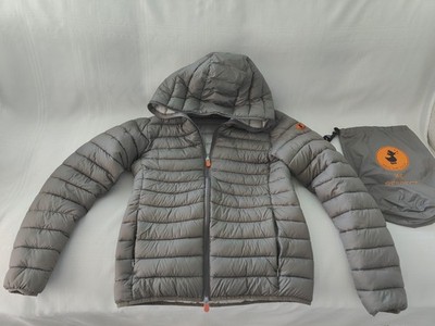 New Save The Duck Giga Hooded Puffer Jacket Grey Men's Size M