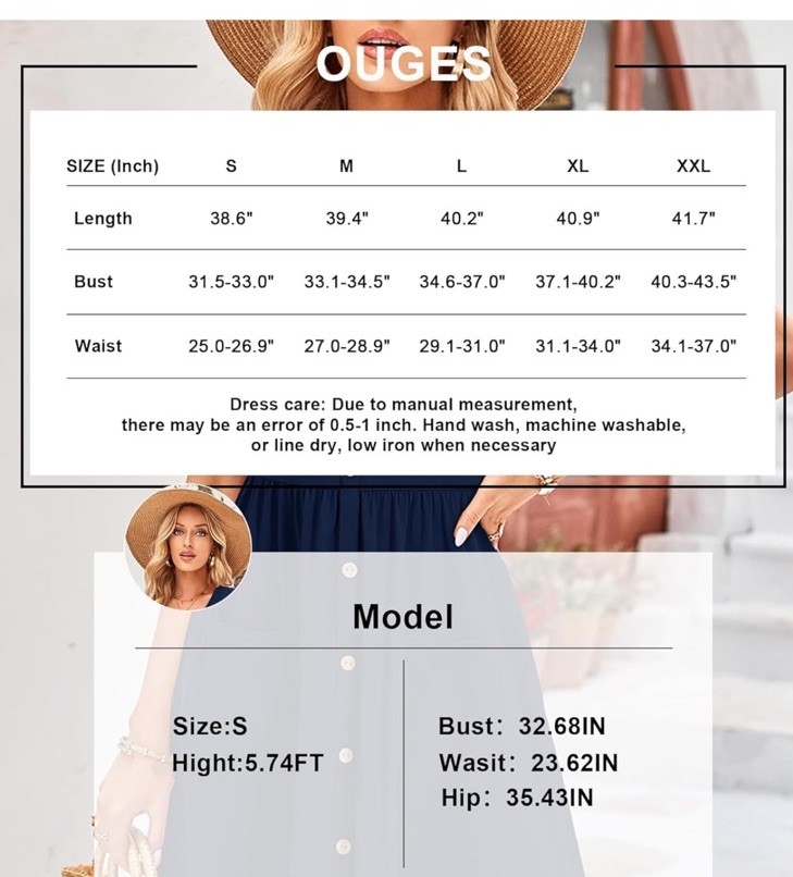 OUGES Royal Blue  V- Neck Button Down Skater Dres… - image 5