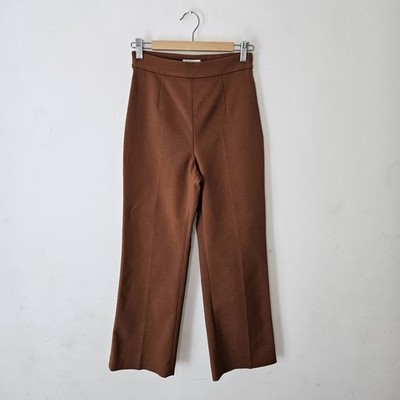 ARKET Burnt Orange Tailored Wide Leg Trousers Size 34 UK 6 Rust Old Money 