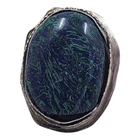 Vintage Sterling Silver Azurite Malachite Oval Cabochon Ring Sz 6 Statement
