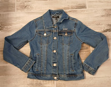 DKNY Girls Denim Jacket Classic Logo Button Jean Jacket Size Medium 8/10