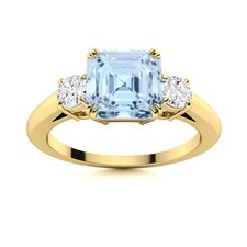 925 Silver Aquamarine Stone Boho Solitaire Statement Promise Ring Jewelry