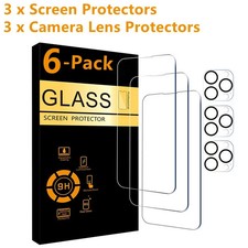 For iPhone 17 16 15 14 Pro Max Tempered Glass Screen Protector Camera Protector