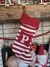 Target Wondershop Letter P Knit Monogram Christmas Stocking Red White Striped