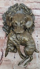 Escultura de bronce hecha a mano estatua animal pistola de fundición real perro retriever conejo venta
