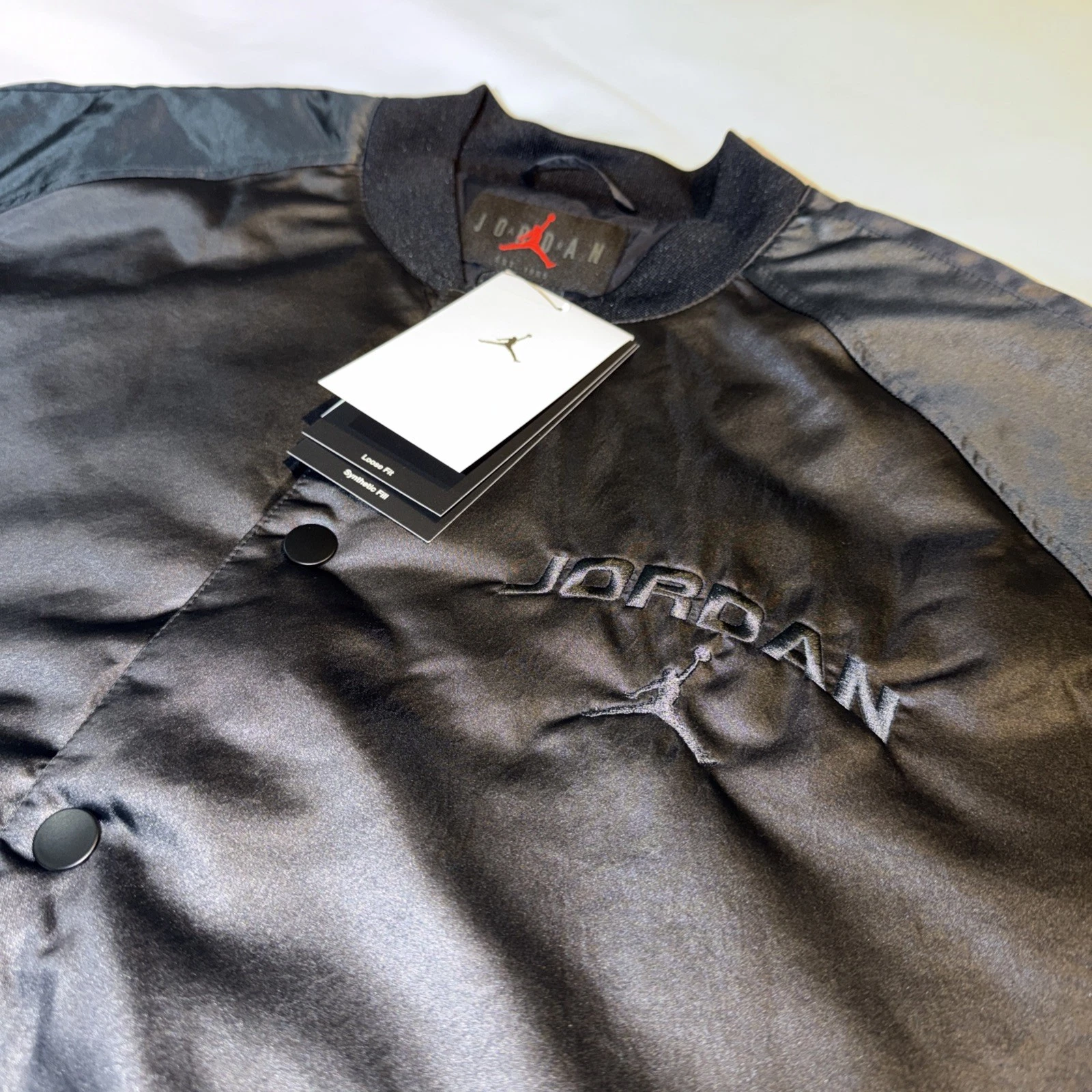 $150 Nike Air Jordan Bomber Jacket IF1947‑010 Men’s Sz L Black Lifestyle - product detail image 2