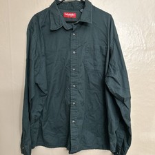 Wrangler 3XL Hunter Green Button Front Dress Shirt Long Sleeves