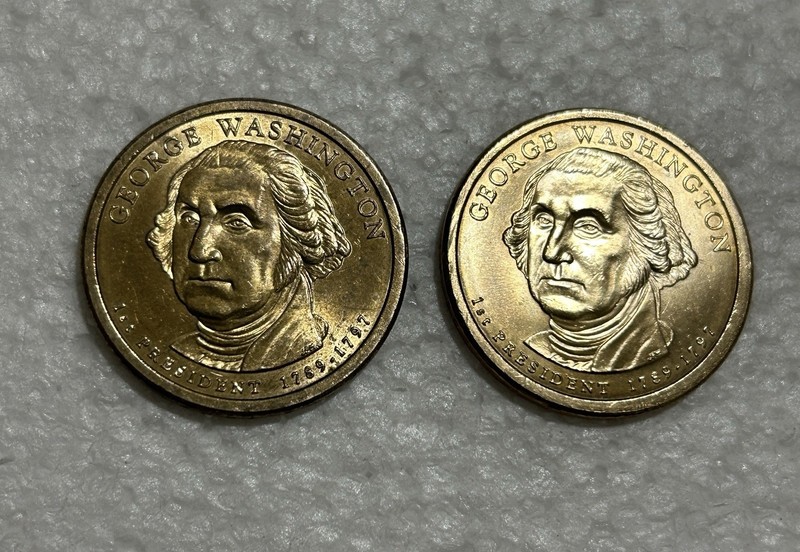 Two  (2) 2007  P George Washington Presidential Dollars Position A & B UNC