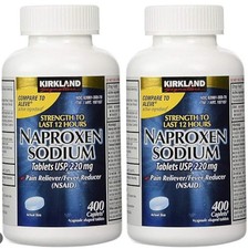 2 PACK-Kirkland Naproxen Sodium 220mg Pain & Fever Reducer 400 Caplets