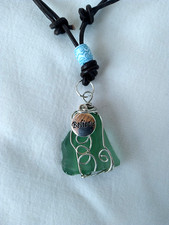 Beach Sea Glass Pendant Necklace 32" Adj Boho Jewelry USA Seller Gift