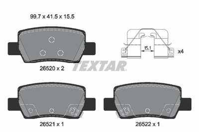 TEXTAR 2652001 Bremsbelagsatz, Scheibenbremse für HYUNDAI,KIA