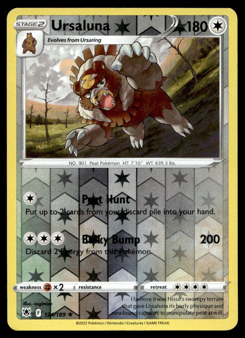 Ursaluna 124/189 Pokemon Card Astral Radiance Rare 180 HP Rev Holo LP GQ