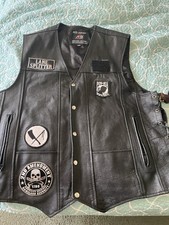 Leather Biker Vest With Vintage Patches ARD Champs XXL