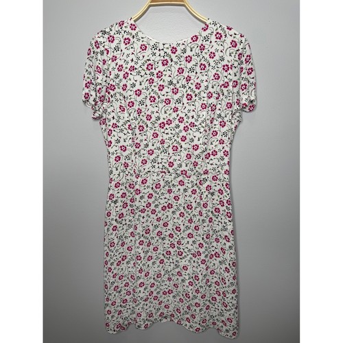 Abito floreale Brooks Brothers taglia 8 bianco rosa manica corta mini carriera nuovo con etichette - Foto 2 di 10