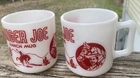 1950's Milk Glass Ranger Joe Ranch Mug *Set of 2 Red Hazel Atlas Vintage