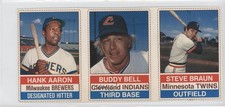 1976 All-Star Team Triple Panels Hank Aaron Buddy Bell Steve Braun HOF 0v9