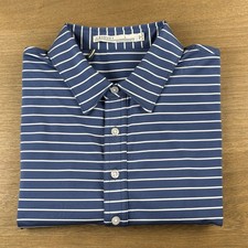 Criquet Men's Performance Sport Players Polo Shirt Men s Large L Blue Stripe